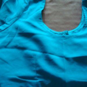 TURQUOISE W/BRONZE SEQUIN GEORGETTE SARI